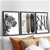BeiYiHo 3 quadri decorativi da parete moderni in bianco e nero leopardo citazione poster da parete pop art stampa su tela decorativa camera da letto adolescente per adulti, regalo 30 x 40 cm senza