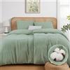 Duvetnova Copripiumino Matrimoniale 155x220 Verde Salvia, Mussola di Cotone certificata OEKO-TEX, Super Morbida e Traspirante, Set 4 Pezzi: 2 Copripiumini 155x220 + 2 Federe 80x80 cm