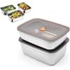 HSUYUN 2 Pezzi Contenitori Ermetici per Alimenti, Acciaio Inox 316 Set Contenitori per Alimenti, Sigillato Contenitore Ermetico, 1000ml e 1500ml, per Picnic, Casa, Scuola