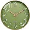 VIKMARI Orologio da Parete 30 CM, Silenzioso a Batteria, Moderno Colore Oliva Verde con Numeri 3D, Decorazione per Cucina, Soggiorno, Camera da Letto, Ufficio, Bagno