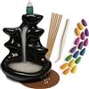 M.Y.L. Bruciatore Incenso a Cascata in Ceramica Fatto a Mano | Kit 20 Coni Naturali + 25 Bastoncini | Esperienza Sensoriale Zen per Arredo, Meditazione, Yoga | Profumatore Decorativo per Casa e Ufficio