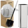 Hovea - Scopino WC Sospeso - Scopino Silicone e Metallo - Nessuna Foratura - Montaggio a Parete con Adesivo o Vite - Acciaio Inox 304 - Porta Scopino Bagno WC - WC3681