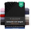 VISION Lenzuolo con angoli - 100% cotone - Letto matrimoniale (140 x 190 cm) - Angoli elasticizzati - Adatto a materassi fino a 25 cm - Certificato Oeko-Tex - Lavabile in lavatrice - Colore: nero