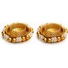 The Great Indian Bazaar Set di 2 portacandele Diwali Diya Deepawali Puja, regali e decorazioni per | Realizzato a mano, base in metallo e cotone, candele votive, lumini a LED, lampade riutilizzabili, rangoli, lakshmi pooja