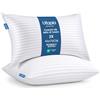 Utopia Bedding Cuscini Letto Hotel a Righe, Set da 2, 40x70 cm | Cuscini Letto per chi dorme sulla schiena, a pancia in giù o sul fianco, morbidi, soffici e confortevoli