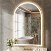 Koonmi Specchio da bagno a LED, 120 x 75 cm, dimmerabile, anti-appannamento | Specchio luminoso curvo con 3 colori di luce, funzione memoria e vetro temperato, per bagno e zona trucco