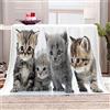 FANSU Coperta Plaid in Pile di Flanella, Morbido Durevole e Caldo 3D Stampa Microfibra Peluche Matrimoniale Coperte Copriletti per Letto Divano Soggiorno (Gatto,100x150cm)