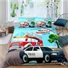 Homemissing Copripiumone Morbido Bambini Cartoon Fire Truck Copripiumini Police Car Aereo Copripiumone Morbido Ragazzi, Adolescenti e Ragazze Set Copripiumino 135x200cm