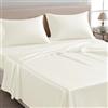 LINENWALAS Lenzuolo piano SuperKing solamente, 100% Tencel seta morbida rinfrescante lenzuolo superiore Lyocell biancheria da letto perfetta per capelli e pelle 300 x 275 cm (avorio, SuperKing)