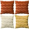 Artoid Mode Set da 4 Federe Cuscini Autunnali Beige Giallo Zucche 40x40cm | Stagionali Fall Morbide Pelliccia Sintetica Peluche Velluto Cuscini Divano Decorazione