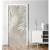 HATEGE Adesivi per Porte Interne 90 x 210 Foglie di Palma Adesivo Porta Foglie Tropicali 3D Pellicola Adesiva Carta da Parati Soggiorno Bagno Autoadesivo Porta Murale Decorazione M6841