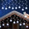 AUAUY Tenda Luminosa Natale, 4M 96 LED Catena Luminosa, Bianco Freddo | 8 Modalit, IP44 Impermeabili, Cascata di fiocchi di neve, Luci di Natale da Esterno, Natale Decorazioni Casa