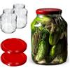 KADAX 2 barattoli per conserve da 2,5 l, con coperchio a vite, TO100, per cetrioli, kombucha, kimchi, ampia apertura per inserire, fermentazione, barattoli per conserve e cetrioli (rosso)