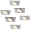 HCFEI 6x Faretti LED da Incasso Cromo opaco Angolare per cartongesso, Orientabile con Porti Luce Bianco Caldo 5W Pari a 50W 3000K Dimmerabile Angolo a Fascio 120 Gradi AC 230V