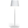 Wilmà Classic Lampada da Tavolo Design Senza Fili Impermeabile IP54 in Alluminio Autonomia 23 Ore, Lampada Dimmerabile Led Senza Fili Ricaricabile con Touch Control, 5200 mAh (Bianco)