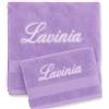 Manifattura Tessile Set Asciugamani Spugna Viola Lavanda - Set Viso e Ospite Personalizzati con Nome Ricamato, 100% Cotone Morbido e Assorbente, Ricamo Artigianale, Idea Regalo Uomo Donna