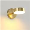 KRUIHAN Applique LED Dorata 9W Moderna Interno, Lampada da Parete Inclinabile 90° Ruotabile 350°, Corpo Metallo Diffusore Acrilico per Comodino, Zona Divano, Soggiorno, Armadio, Modello B Luce Calda