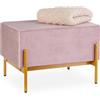 Relaxdays Panca da Ingresso con Seduta Imbottita in Velluto, HLP: 40 x 60 x 43 cm, Entrata, Camera da Letto, Rosa Oro