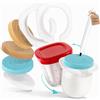 La yourte aux desserts 12 adattatori SEB multidelices + 18 coperchi per Yogurt La lattiera | Rendono i vasetti di yogurt in vetro del supermercato compatibili con la tua yogurtiera Multidélices | Pennarello incluso