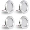 DYKUWEY Set di 4 Faretti led da incasso per cartongesso,12V 3W faretti led soffitto,Faretto LED foro 55mm ultrasottile14mm,IP44 faretto da incasso per cucina bagno,camper (Argento Bianco Caldo 3000K)