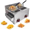 DJXLMN Friggitrice a Gas Professionale Doppia Vasca in Acciaio Inossidabile ad Alta capacità - per ristoranti, cucine domestiche e chioschi