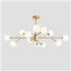 KRIPINC Lampadario Sputnik Oro Sfera in Vetro Moderno Mid-Century 12 Luci | Lampada da Soffitto Sputnik G9, Altezza Regolabile, Senza Lampadina, Lampadario a Sospensione per Soggiorno, Camera da Letto