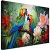 Feeby Quadri camera da letto - Stampa Su Tela - Canvas 60x40 cm - Decorazioni Camera - Pappagalli colorati Giungla tropicale - Decorazione Murale - Moderno Soggiorno - quadri moderni soggiorno - poster