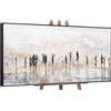 YS-Art Quadro Astratto Beige e Oro, Figure Moderne con Ombrelli Dipinte