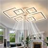 ZOMLBOF Ventilatore Da Soffitto Quadrato Con Luce Camere Da Letto 85cm | Anello Cristallo Led Plafoniera con Ventilatore Dimmerabile Memoria,Lampadario Ventilatore 6 Velocità Reversibile Tempistica