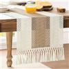 FOLAI Accogliente tappeto boho decorativo macramè, lino di cotone con nappe Table Runner(30 x 120 cm), per cucina, casa colonica vintage, matrimonio e decorazione da tavolo