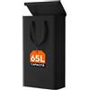 Lifewit Cesto portabiancheria sottile da 65 l, con coperchio, alto e pieghevole, con manici stabili, per bagno, lavanderia, camera da letto, colore nero