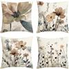 Artoid Mode Set di 4 federe decorative con motivo floreale di papavero marrone, foglie autunnali, per cuscini da 45 x 45 cm, per divano, soggiorno, decorazione per autunno e primavera