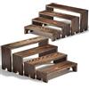 KAHEIGN 8 Pezzi Alzate Grandi in Legno, 2 Sets 4 Ripiani Mensola in Legno per Espositori Supporto da Tavolo per Profumi Cupcake Figure Dessert Cibo Cosmetici Lozione Crema Gioielli