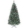 HOMCOM Albero di Natale Alto Innevato 180 cm con 620 Rami Artificiale Verde | Albero di Natale Artificiale da Interno, Pigne e Bacche Rosse Decorative, Base in Metallo Pieghevole, Facile da Montare