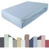 Edda Lux Premium - Lenzuolo con Angoli per materassi con altezza da 20 a 40 cm, 140 x 200/220 cm, 160 x 200/220 cm, 95% Cotone 5% Elastan, OEKO-Tex, in Jersey, colore: Blu Nordico