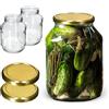 KADAX Set di 2 barattoli vetro 2,5 l con coperchio a vite Ø100 mm - vasetti ermetici per marmellate, miele, sottaceti, cetrioli, fermentazione, conserve fatte in casa, bomboniere (coperchio dorato...