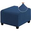 Pekrido Copripouf Quadrato, Copri Poggiapiedi Morbido Jacquard Fodere per Pouf Rettangolari Elasticizzati per Pouf Rimovibili per Soggiorno Camera da Letto,blu navy