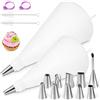 Monemey Sac à Poche Professionale, Con 10 Beccucci in Acciaio Inox, 20 Pezzi | Sac a Poche Riutilizzabile in Cotone, Lavabile in Lavastoviglie, con Adattatore, 2 Legacci in Silicone, per Decorare Torte