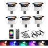 GEYUEYA Home RGBW-GEYUEYA Home - Faretto LED da incasso, per esterni, Ø 45 mm, 12 V, RGB/bianco caldo, con controllo impermeabile IP67, LED, luci da terrazzo, per patio, path Steps da giardino, 24 tasti, set da 6