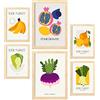 Nacnic Set di 6 poster di Cibo e Nutrizione. Frutta e verdura. Stampe Naturali e Botaniche per Interior Design e Decorazione. A3 & A4, cornici color legno.