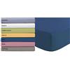 Tata Home Lenzuolo sotto con Angoli ed Elastici 100% Cotone Misura Piazza e Mezza cm 140x200 Altezza Materasso cm 24 Colore Avio