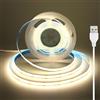 luktix 2.5 metri Striscia LED COB USB, 5V Striscia LED Bianco Naturale con Adesivo, Larghezza 8 mm, CRI 92+, Nastro LED flessibile per TV, Specchio, Sottopensile, Mensola, 4000K