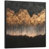 OnlyWow© Stampe Su Tela Con Cornice Poster Grande Muro Canvas Decorazione | 90x90 cm Elegante Soggiorno Camera Da Letto Salotto Ingresso Casa Astratti Oro - Alberi - Nebbia - Paesaggio