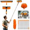 HOSSOM Kit Pulizia Vetri Telescopico 4-in-1 fino a 4.3m, Professionale Spatole Lavavetri con Manico Telescopico, Scopa a ragnatela, Paños in Microfibra, per bagno, doccia, finestre, vetro, specchi, auto