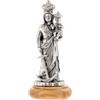 SHALOM - Statua Madonna Della Speranza In Metallo Argentato E Base In Legno D'ulivo. Altezza 7 Cm