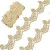 GORGECRAFT Nastro in Pizzo Veneziano Metallizzato 3 Yds*80mm con Paillettes Dorate Ricamo Floreale Applique Cucito Bordo in Pizzo Floreale per Artigianato Vestiti Matrimonio Decorazioni per La Casa