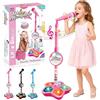 Generic Allin-One - Microfono giocattolo 5 in 1 per bambini a forma di stella, con supporto, Bluetooth, altezza regolabile, microfono per karaoke con musica e luce, per Natale e compleanno, ragazze e ragazzi