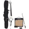 gear4music Violoncello Elettrico di Gear4music, Bianco con Pacchetto Amplificatore | Corpo Snello Acusticamente Silenzioso, Amplificatore Incluso dal Suono Naturale Completo, Accordatore, Stop e Cavo