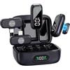YEJATA Microfono Wireless per iPhone e Android, USB-C e Lightning, Doppio Display Digitale Batteria su Microfoni e Custodia, 2 Microfoni, Riduzione Rumore AI, per TikTok, YouTube e Podcast