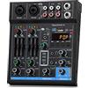 Depusheng M4 Mixer audio professionale Scheda audio Console interfaccia di sistema USB digitale a 4 canali Bluetooth MP3 Ingresso computer 48V Phantom Power Stereo DJ Studio Streaming Nero